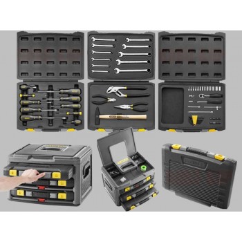 Förvaringssystem inkl. verktyg, organiser verktygslådor sats med 70 universalverktyg, Stanley
