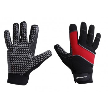 Handskar för mekaniker, st.  8, glidskydd, svart-röda med reflex, mikrofiber, polyester, silikon, PVC, CE, EN 420, LahtiPro L2811