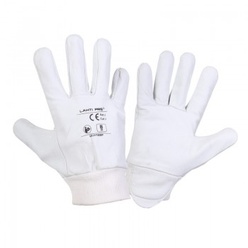Handskar, äkta getskin, vita, st.  10, CE, EN 420, Lahti Pro L2711