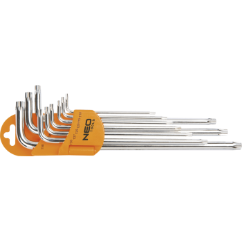 Insexnycklar torx magnetiska, L-nycklar, sats 9 st. T10 - T50, S2, Neo Tools