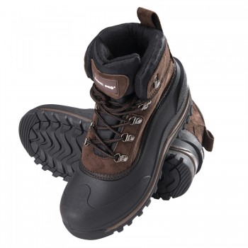 SNOW BOOTS, SYNTHETIC SUEDE, BROWN, " 39" , LAHTI