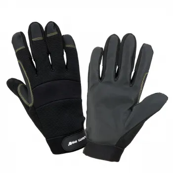 Handskar för mekaniker, st. 8, svart syntetskinn, PVC, ventilerade, CE, EN 420, Lahti Pro L2810