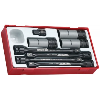 Momenthylssats 3/8, 1/217-19-21 mm, 8 delar (slaghylsor) med torsionsstavar 90-140Nm, hjulmutterhylsor m.m. TENG Tools