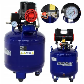 Oljefri Kompressor 50L 1500W 290L/min Rund Tyst 75dB Hopfällbart Handtag, Kraft&Dele