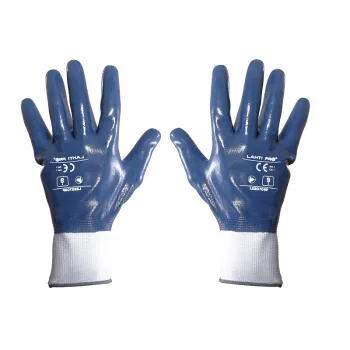 GLOVES NITRILE NAVY-WHITE L220708  P, 12   PAIRS, " 8  " , CE, LAHTI