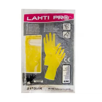 GLOVES LATEX HOUSEHOLD ANTI-SLIP gul, (butiksförp.), " 9" , CE,LAHTI